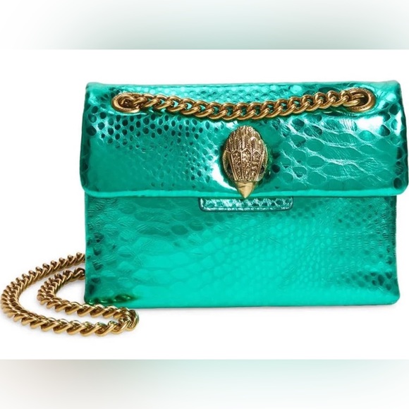 KURT GEIGER Mini Kensington Metallic Snake Embossed Leather Crossbody Bag - Picture 1 of 13